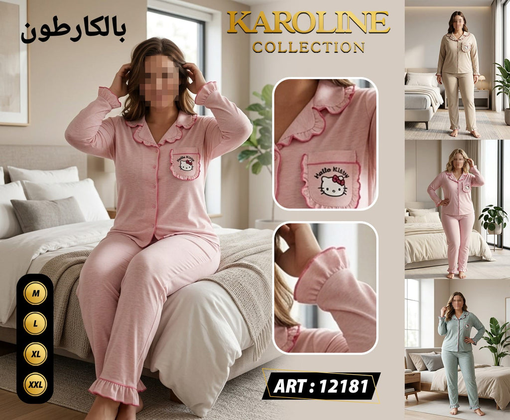 Pyjama cotton avec motif cartoon Hello Ketty