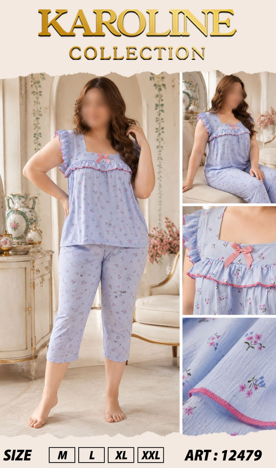 Ensemble Pyjama Élégant en Coton Crêpe - Confort & Style

بيجامة نسائية أنيقة من قماش الخيط المكرش - راحة بلا حدود