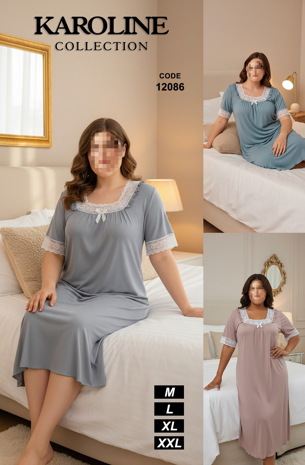 كسوة نوم نسائية مريحة مزينة بالدانتيلNuisette de nuit femme confortable avec détails en dentelle