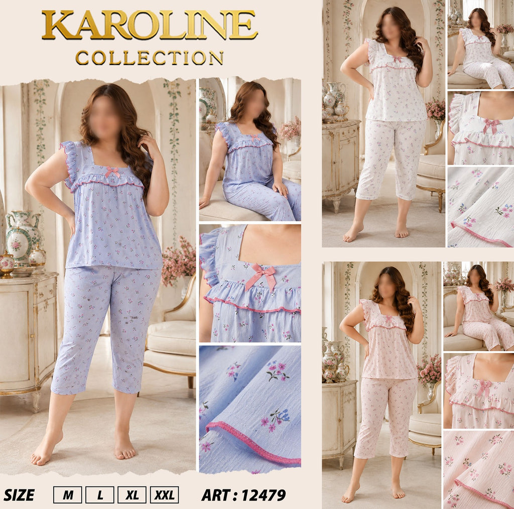 Ensemble Pyjama Élégant en Coton Crêpe - Confort & Style

بيجامة نسائية أنيقة من قماش الخيط المكرش - راحة بلا حدود