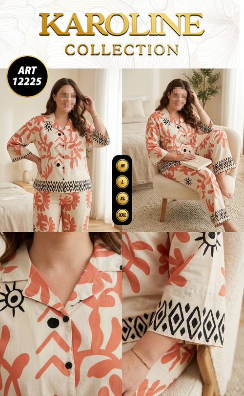 Pyjama d'intérieur 2 pièces pour femmeبيجامة منزلية نسائية من قطعتين