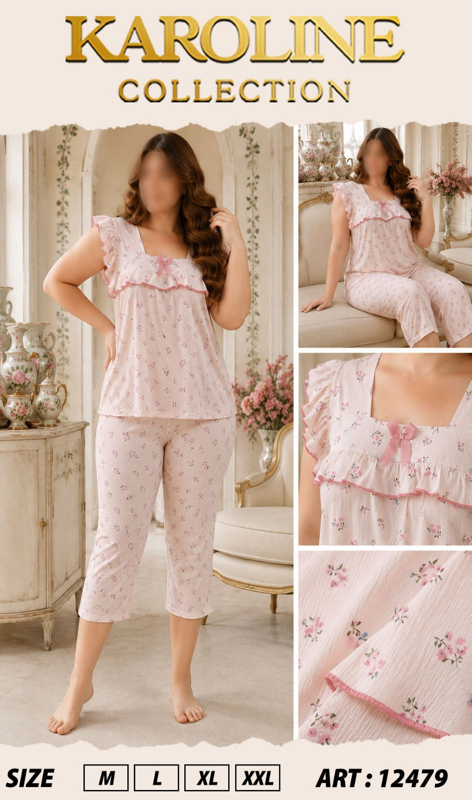 Ensemble Pyjama Élégant en Coton Crêpe - Confort & Style

بيجامة نسائية أنيقة من قماش الخيط المكرش - راحة بلا حدود