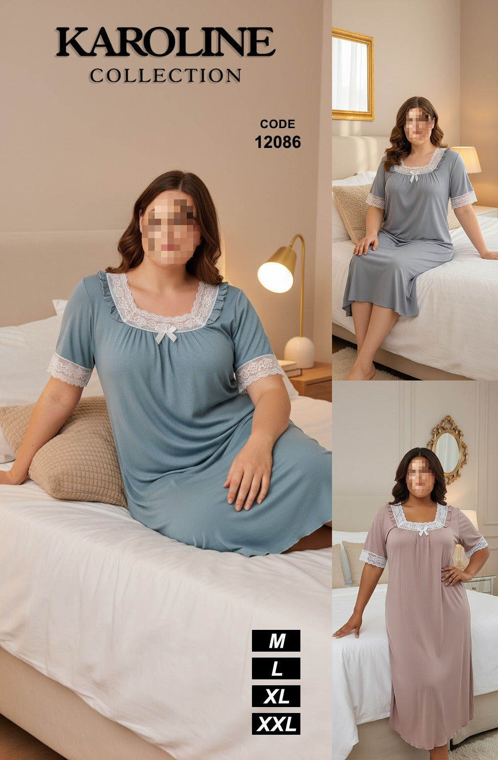 كسوة نوم نسائية مريحة مزينة بالدانتيلNuisette de nuit femme confortable avec détails en dentelle