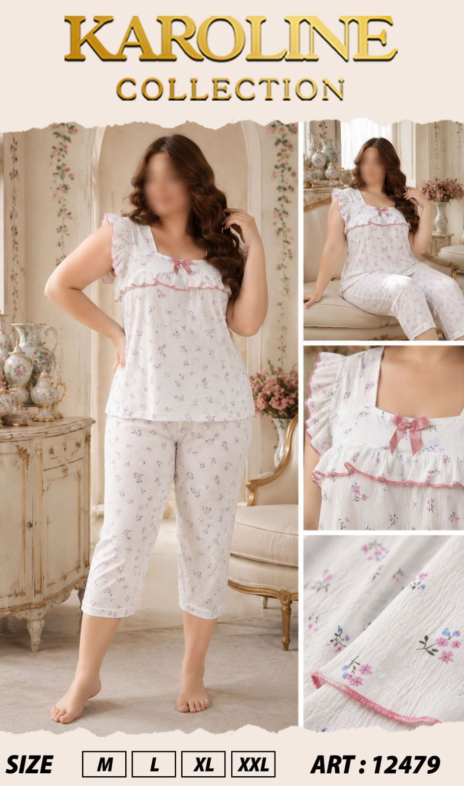 Ensemble Pyjama Élégant en Coton Crêpe - Confort & Style

بيجامة نسائية أنيقة من قماش الخيط المكرش - راحة بلا حدود