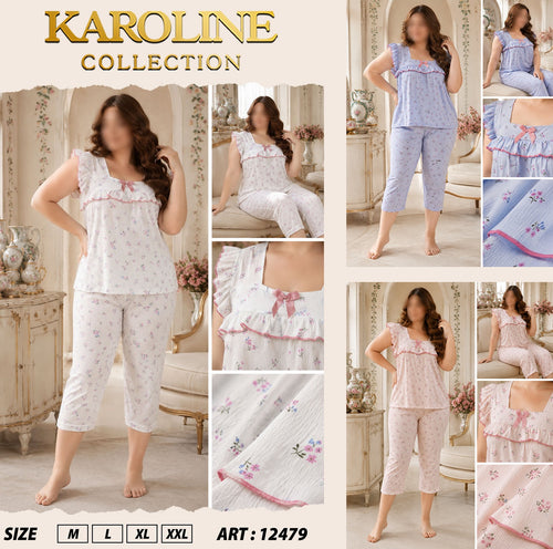 Ensemble Pyjama Élégant en Coton Crêpe - Confort & Style

بيجامة نسائية أنيقة من قماش الخيط المكرش - راحة بلا حدود
