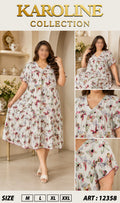 Robe mi-longue ample et élégante pour femmes (grandes tailles disponibles) - Imprimé papillonفستان نسائي ميدي واسع وأنيق (متوفر بمقاسات كبيرة) - نقشة فراشات